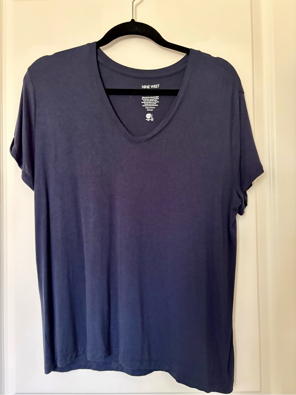 Nine West Deep Navy V-Neck Short Sleeve Tee